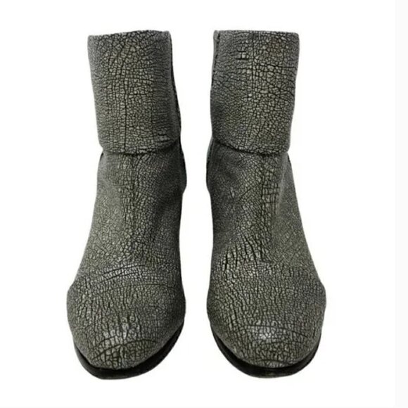 Rag & Bone Iron Classic Newbury Crackle Leather Zip Ankle Boots - Size 7 EU 37.5 - Picture 6 of 11
